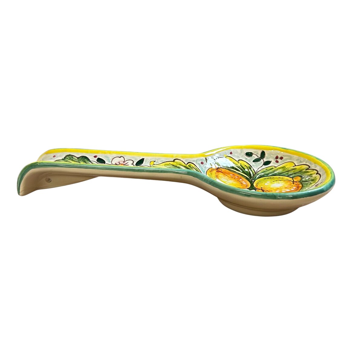Italian Ceramic Spoon Rest Holder Decorated Lemons Pottery Art Hand ...