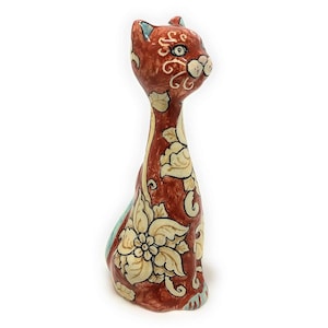 Ceramic Cat Figurine Italian Art Pottery Design Animals Collection Made in ITALY Tuscan