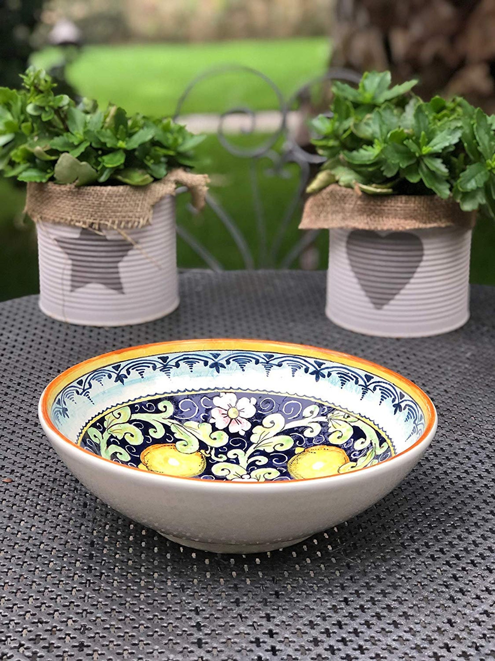 Italian Ceramic Serving Bowl Centerpieces Decorated Lemons Etsy