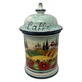 Italian Ceramic Coffee (caffè) Jar Holder Canister Pot whit lid Hand Painted Pattern Poppies Landscape Tuscan Made in ITALY Art Pottery