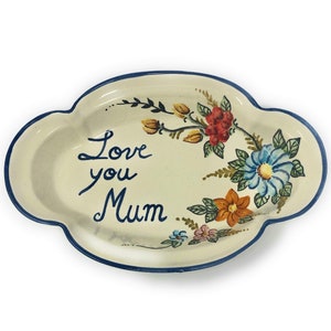 Italian Ceramic Art Storage Glove compartment, Box Pottery Decorated Love You Mum (Mamma) Pottery Tuscan Hand Painted Made in ITALY