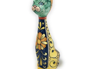 Italian Ceramic Cat Art Pottery Animals Figurine Hand Painted Made in ITALY Tuscan Florence