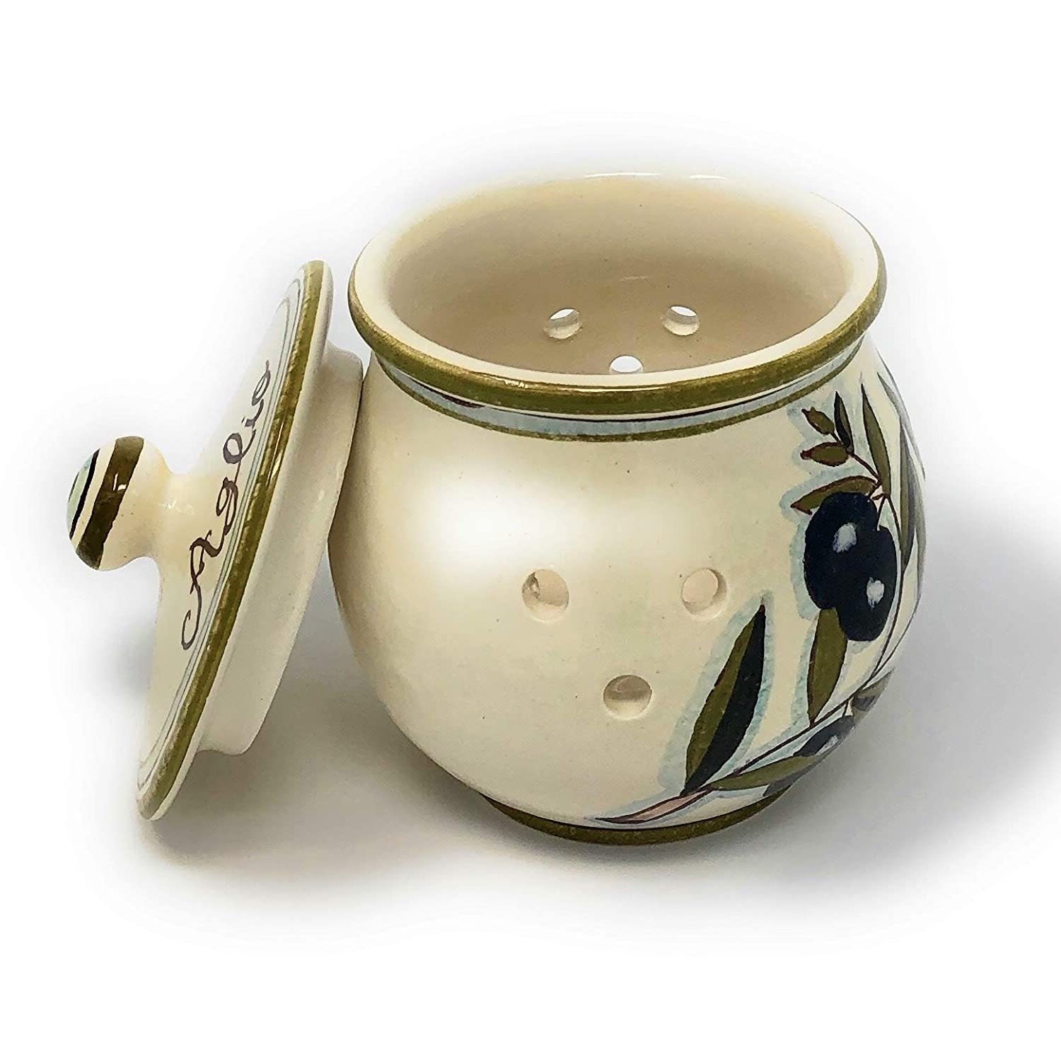 Italian Ceramic Garlic Brings Jar Holder Hand Painted Made in Etsy