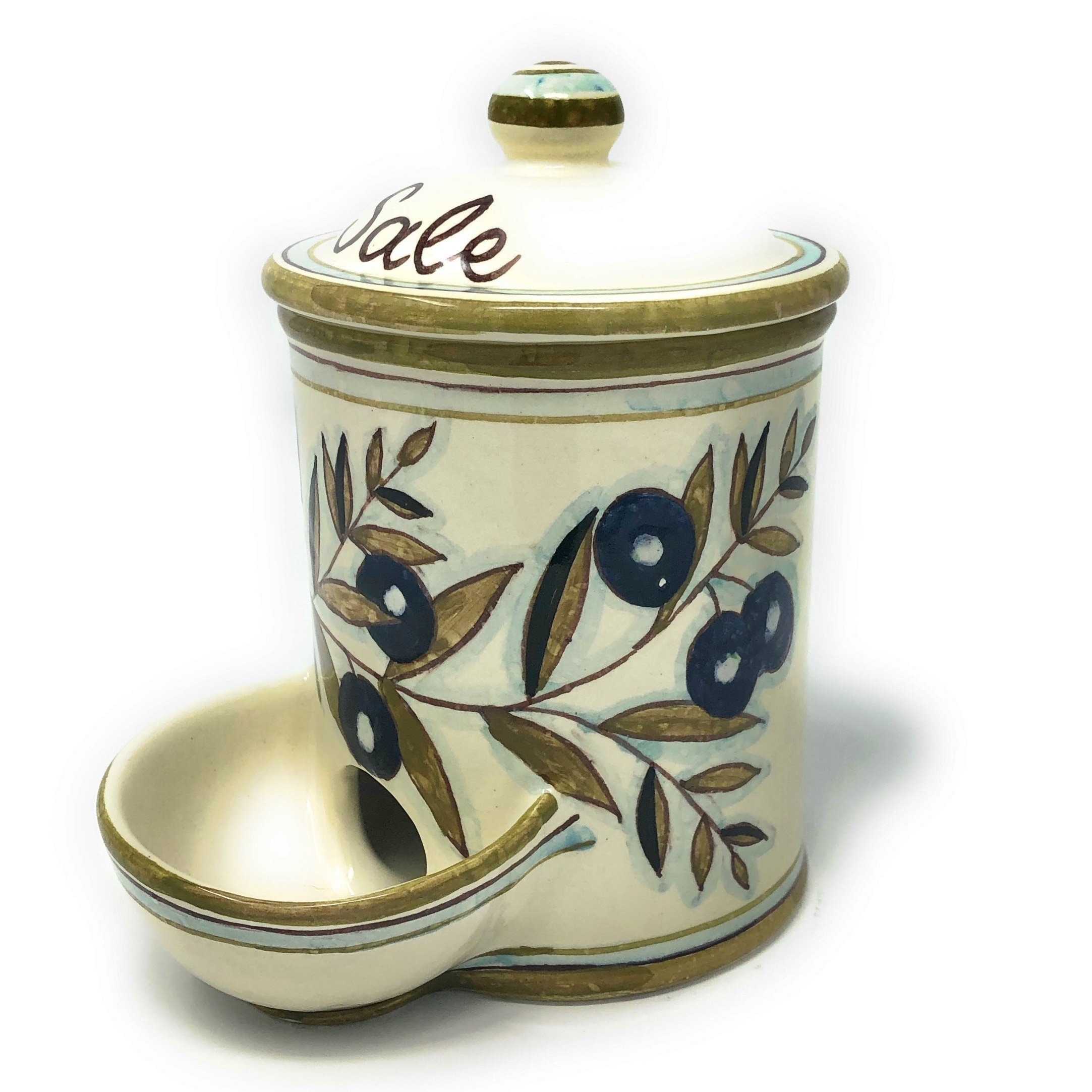 Italian Ceramic Jar Salt Holder Decorated Country Hand Painted | Etsy