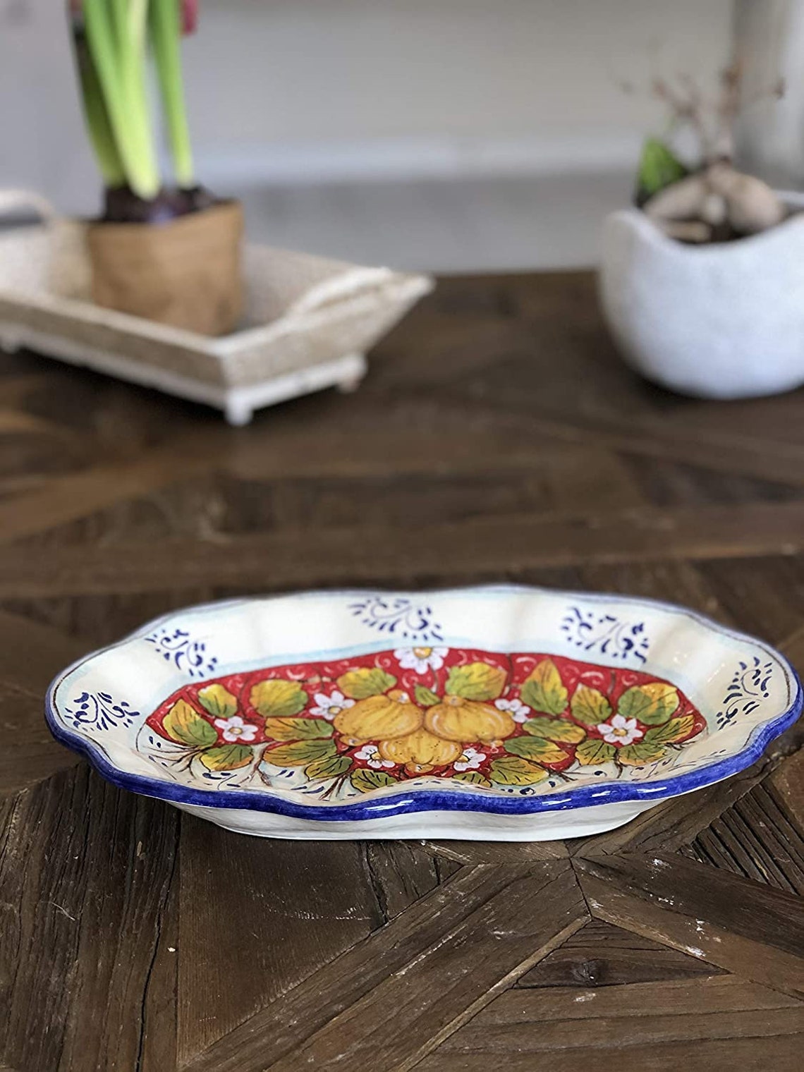 Italian Ceramic Serving Oval Bowl for Pasta Fruit Salad Etsy