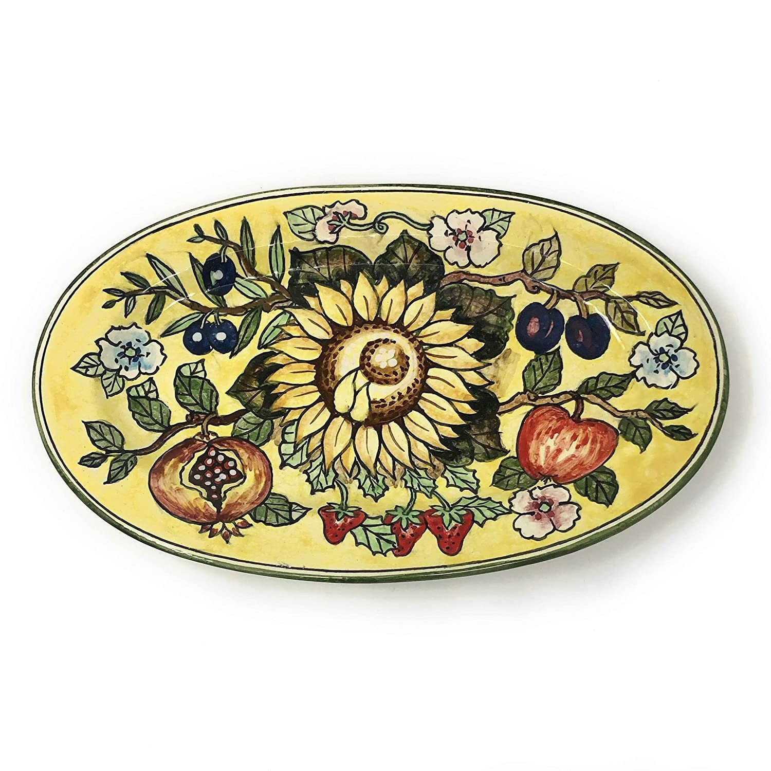 Italian Ceramic Art Pottery Small Oval Tray Plate to Hang Hand Painted ...
