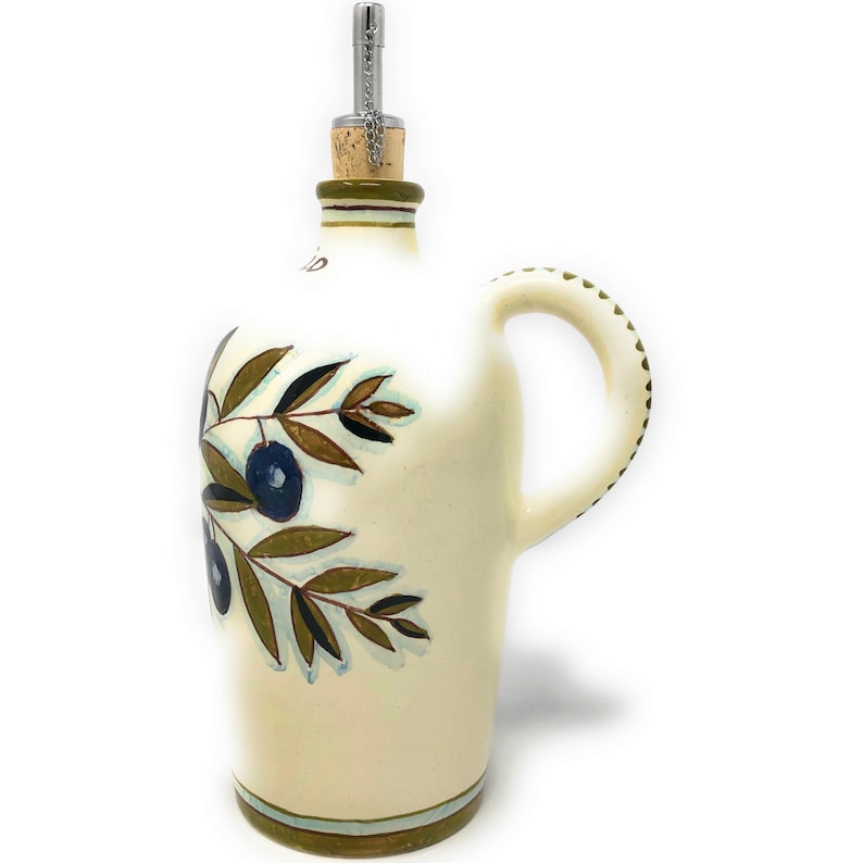 Italian Ceramic Art Pottery Oil Cruet Bottle Hand Painted Etsy