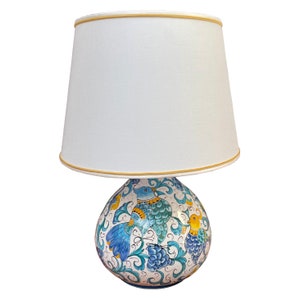 Italian Ceramic Table Lamp (not include lampshade) Pottery art Pattern Birds Hand Painted Made in ITALY Tuscany Florence Store