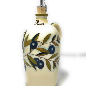Aceitera de cerámica italiana, aceitunas pintadas a mano, decoradas, hechas en Italia, Toscana