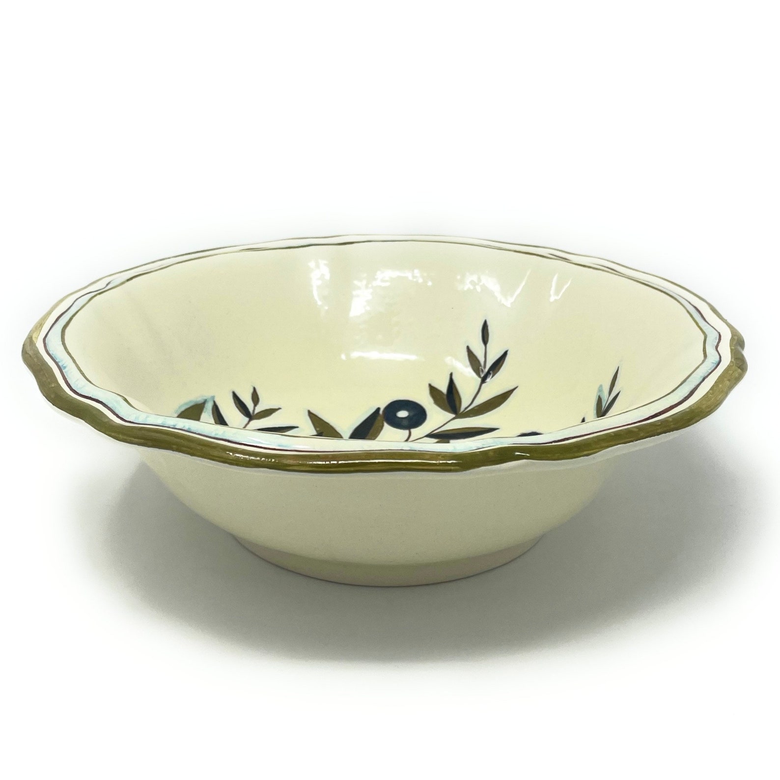 Italian Ceramic Serving Bowl Corrugated Centerpiece Pattern Etsy