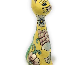 Italian Ceramic Cat Art Pottery Animals Figurine Hand Painted Made in ITALY Tuscan