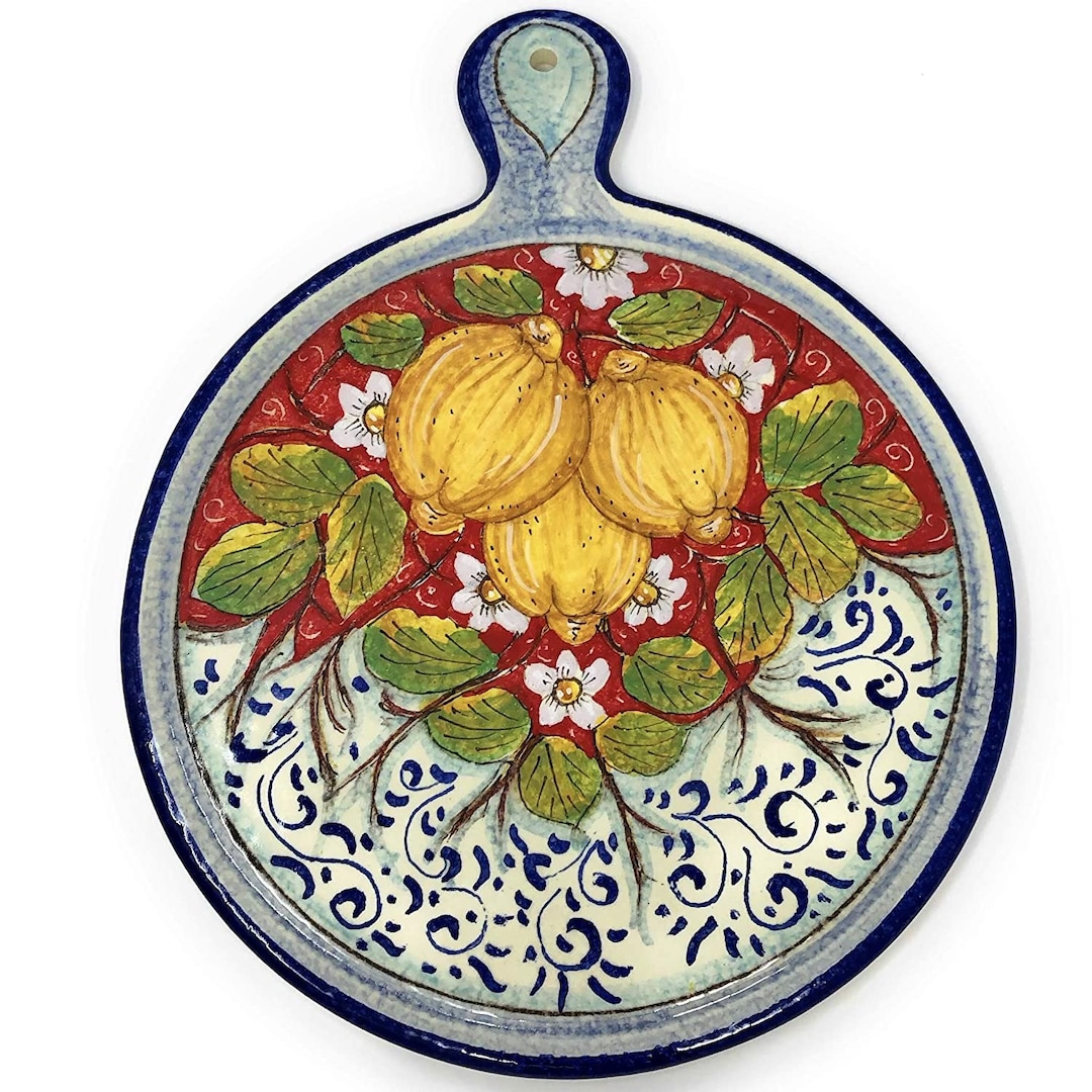 Italian Ceramic Art Utensil Kitchenware Trivet Pottery Decorated Lemons ...