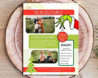 Grinchmas Christmas Newsletter Template – Editable Family Year in Review (Canva)