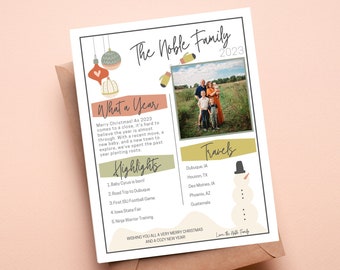 Christmas Family Newsletter Template for Canva – Year in Review (Digital Download)