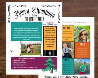 Christmas Family Newsletter Template for Canva – Year in Review (Digital Download)
