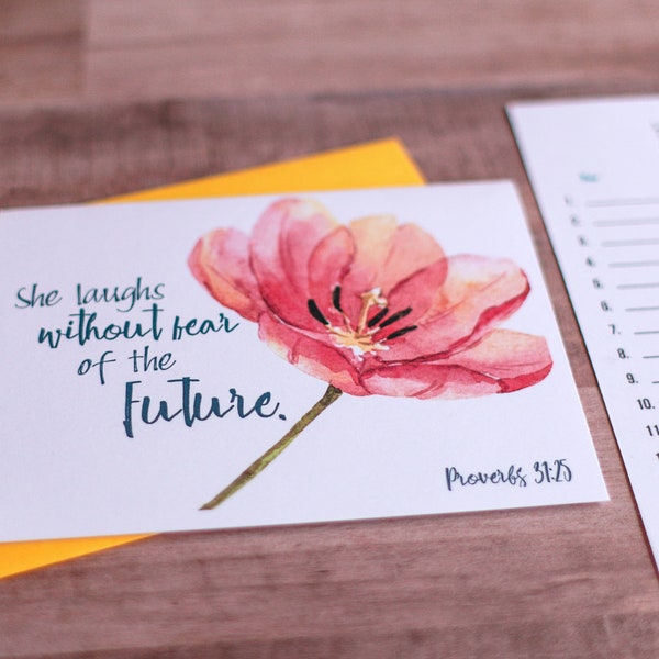 Proverbs 31 Woman - Dear 52 Project Pack - Set of 52 Inspirational Bible Verse Cards Christian Blank Faith Jesus Christ Mom Gift Idea Unique