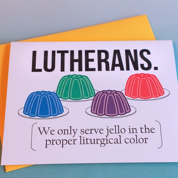Lutheran Laughs - Dear 52 Mini Pack - Set of 4 Funny Lutheran Cards Bible Christian Greeting Card Blank Inside Card Faith Jesus Luther