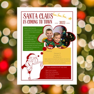 Modello di newsletter di Natale per Canva - Newsletter per le vacanze in famiglia - Anno in revisione Download modificabile Stampabile Babbo Natale cattivo e carino