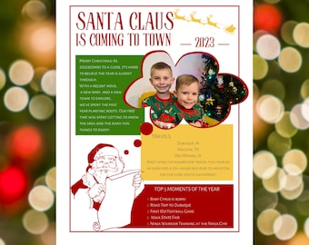 Editable Christmas Family Newsletter Template - Canva (Digital Download)