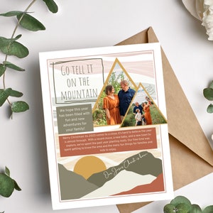Modello newsletter di Natale per Canva - Newsletter per le vacanze in famiglia - Anno in revisione Download modificabile Stampabile Boho Modern Boho Nature