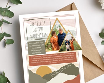 Boho Christmas Newsletter Template – Family Year in Review (Canva Editable, Printable)