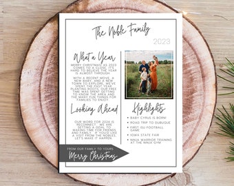 Editable Christmas Family Newsletter Template – Modern Year in Review (PDF)