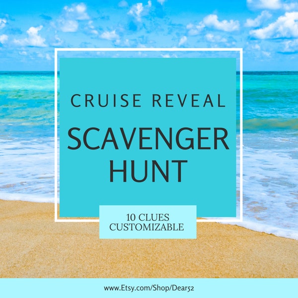 Cruise Reveal Scavenger Hunt Clues Digital Download Canva Surprise Christmas Gift Kids Family Vacation Caribbean Tropical Getaway Template