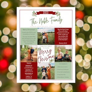Canva のクリスマス ニュースレター テンプレート - ホリデー ファミリー ニュースレター - 年次レビュー 編集可能 ダウンロード 印刷可能