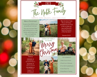 Christmas Newsletter Template for Canva- Holiday Family Newsletter- Year in Review Editable Download Printable