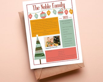 Christmas Family Newsletter Template – Year in Review, Printable (Canva Editable, Digital Download)