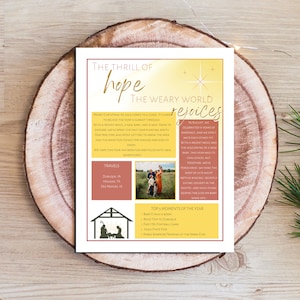 Modello di newsletter di Natale per Canva - Newsletter per le vacanze in famiglia - Anno in revisione Download modificabile Stampabile Fede cristiana religiosa
