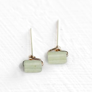 Mini Aventurine Bar Stud Earrings | 14k Gold Aventurine Posts | Gemstone Bar Earrings | Gold Filled, Sterling Minimalist Earring