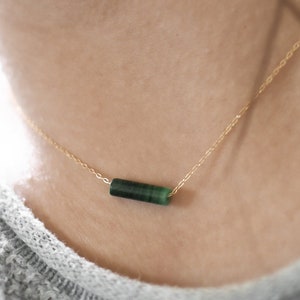 Malachite Pendant Necklace | Minimalist 14k Gold, Silver Pendant Necklace | Dainty Malachite Necklace Gift For Women
