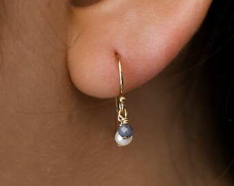 Sapphire Cluster Pearl Earrings | Dangle, Drop Freshwater Pearl Earrings | Gold, Silver Everyday Earrings