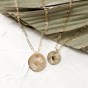 Sun Medallion Necklace | Sunburst Gold, Silver Coin Necklace | Layering Pendant for Women | Gift for Her