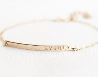 Personalized Engraved Bar Bracelet | Custom Name Jewelry for Women | Personalize Gold Initial Bracelet