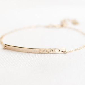 Personalized Engraved Bar Bracelet | Custom Name Jewelry for Women | Personalize Gold Initial Bracelet