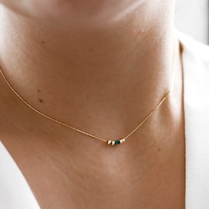 Minimalist Beaded Jade Necklace - 14k Gold Filled Jade Necklace - Green Jade Pendant Necklace - Jade Necklace Gift for Women