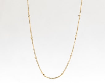 Satellite Chain in 14k Gold Filled or Sterling, Everyday Minimalist Chain Necklace for Women, Saturn, Bead Chain