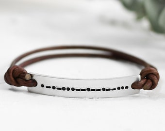 SECRET MESSAGE Bracelet, badass bracelet, morse code bracelet, leather wrap bracelet, stamped bracelet, leather bracelet, custom bracelet