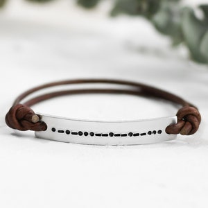 SECRET MESSAGE Bracelet, badass bracelet, morse code bracelet, leather wrap bracelet, stamped bracelet, leather bracelet, custom bracelet