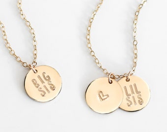 Big Sis Lil Sis Necklace for Women | Custom Minimalist Gold or Silver Necklace | Necklace for Big and Little Sisters | Gift for Her