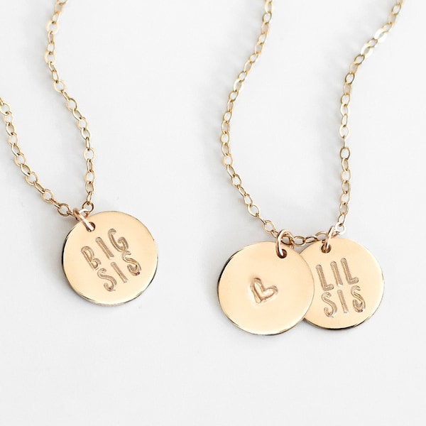 Big Sis Lil Sis Necklace for Women | Custom Minimalist Gold or Silver Necklace | Necklace for Big and Little Sisters | Gift for Her