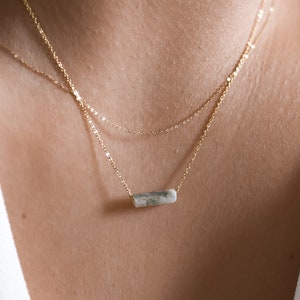 Moos Achat Edelstein Halskette | Zierliche Achat Perlen Halskette | Gold oder Silber Halsketten | Anhänger Geschenk für Sie