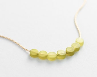 Minimalist Beaded Gemstone Necklace - 14k Gold Filled Yellow Jade Necklace - Jade Necklace Gift for Women
