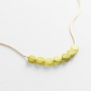 Minimalist Beaded Gemstone Necklace - 14k Gold Filled Yellow Jade Necklace - Jade Necklace Gift for Women