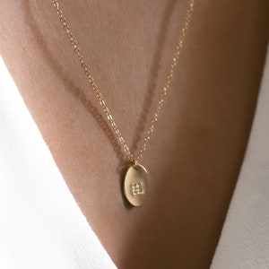 Personalized Oval Pendant Necklace | Custom Initial Necklace | Gold, Silver Coin Necklace for Women