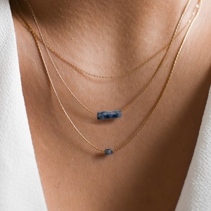 Sodalite Bar Layering Necklace: 14k Gold Filled or Sterling Silver