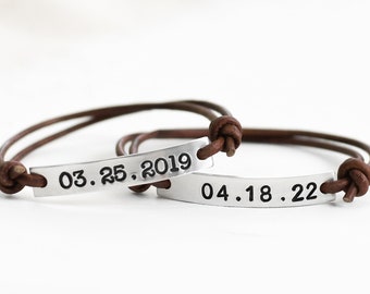 Personalized Leather Bracelet • Leather Bracelets for Men, Women • Custom Word Bracelet • Leather Bracelet for Men • Custom Leather Bracelet