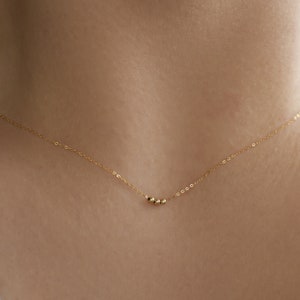 Tiny Solid 14k Gold Chain Necklace | Ultra Delicate Yellow Gold Bead Necklace